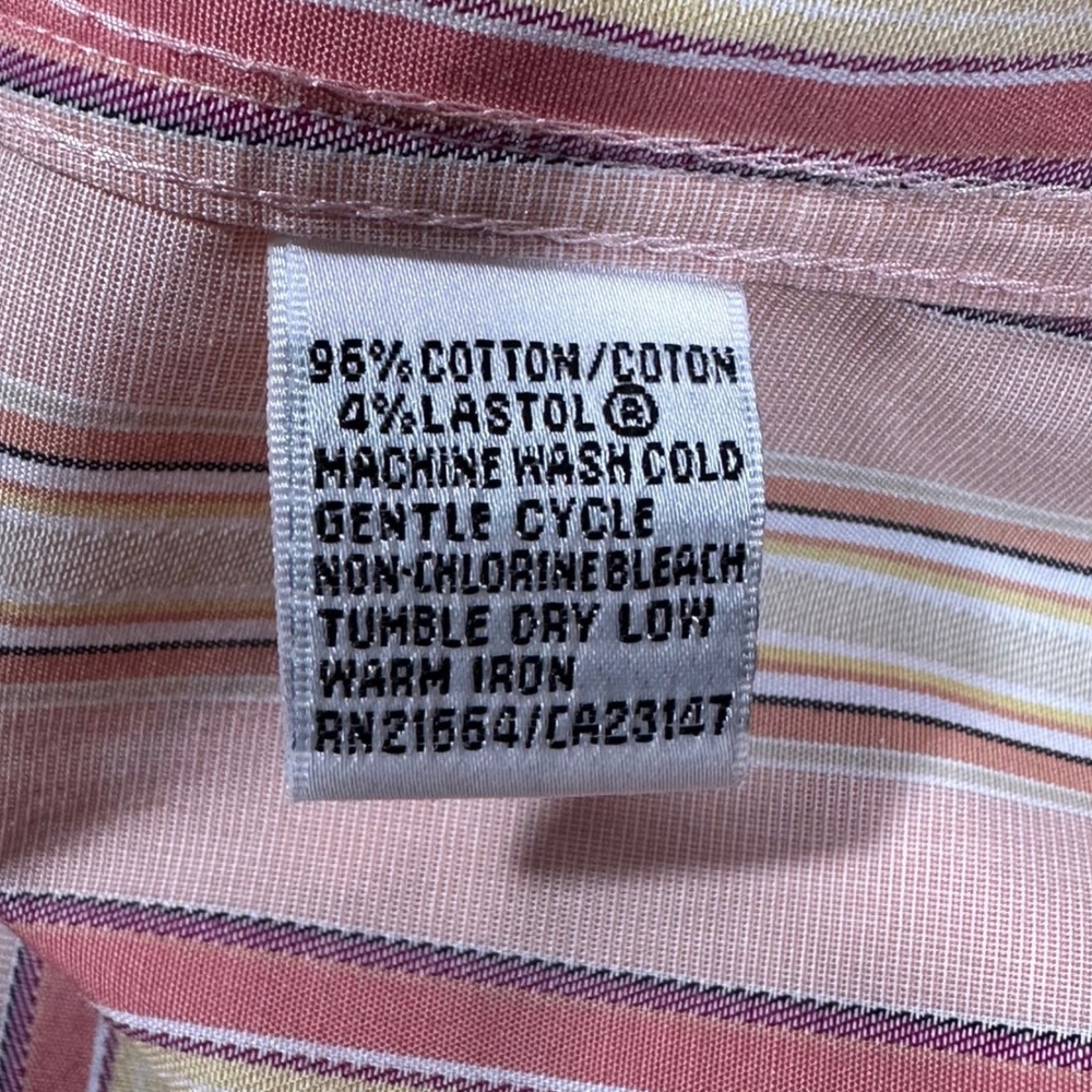 Talbots Button Down Shirt Women 12WP Pink Striped Wrinkle‎ Resistant Stretch - Picture 8 of 9